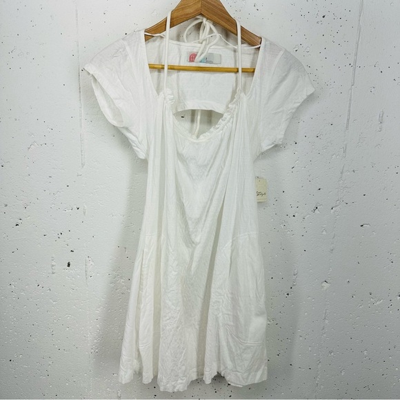 Free People Beach Size Small White Mini Dress Beach Cover Up NEW - Picture 2 of 13